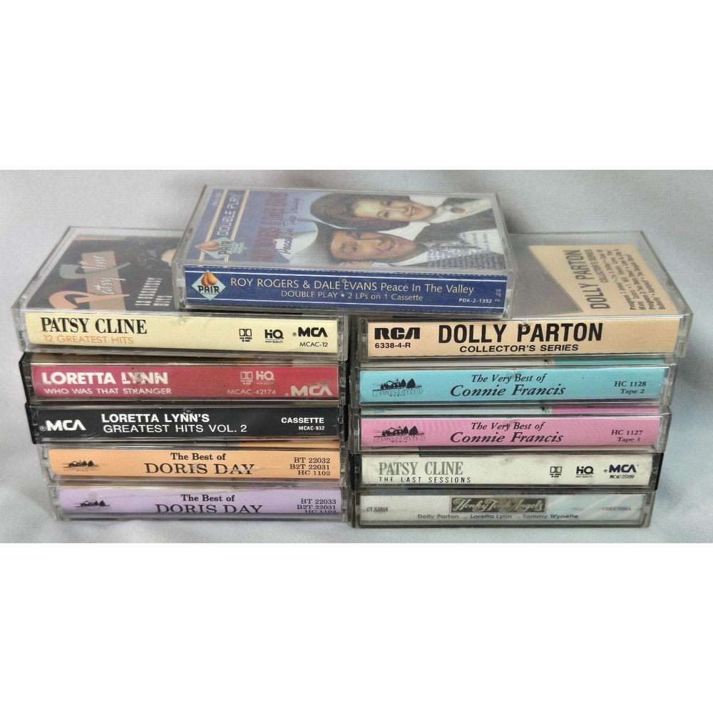 Classic Country Cassette Lot of 11 Patsy Cline Dolly Doris Day Loretta Wynette